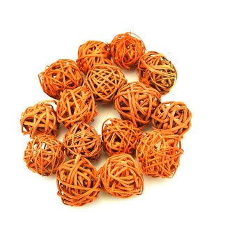 Proutěné dekorační koule oranžové, 15 ks, Ø3 cm