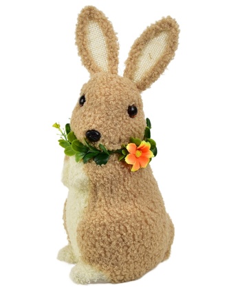 Zajíc plyšový s věnečkem 27x15 cm