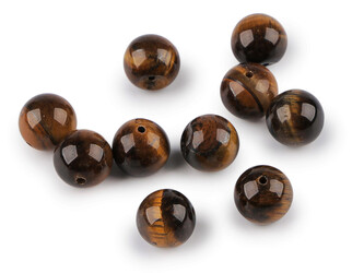 Tygří oko, minerální korálky Ø10 mm - 10 ks - tygří oko