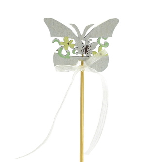 Motýlek dřevěný zápich 5x6/32 cm