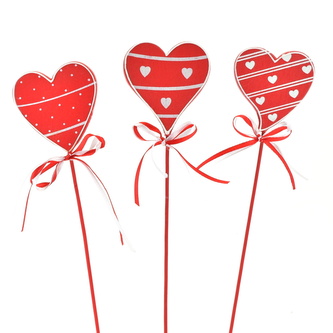 Srdce dřevěné zápich 3 ks