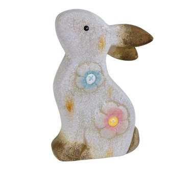 Zajíček keramický s květinami 15,5 cm