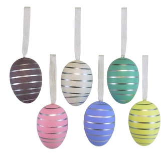 Velikonoční vajíčka s proužky 6 ks, 6x4 cm