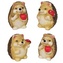 Ježci s jablíčkem a houbičkou keramický 4 ks set, 9 cm