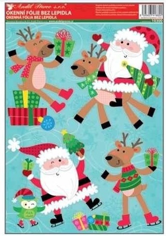 Okenní fólie sněhuláci, Santové 42 x 30 cm