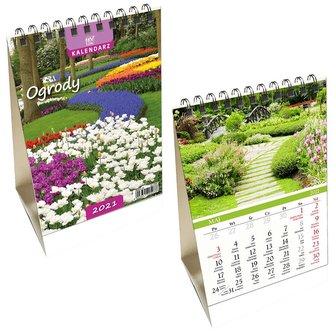 Kalendarz biurkowy 2021 pion mały Ogrody EV-CORP