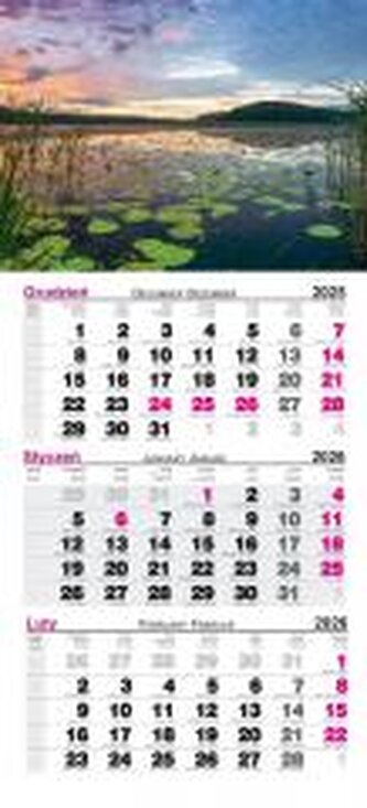 Kalendarz 2026 ścienny trójdzielny Jezioro