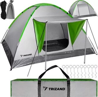 Trizand Montana turistický stan pro 2-4 osoby, zelená / šedá