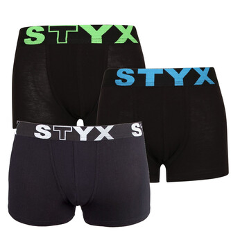 3PACK dětské boxerky Styx sportovní guma černé (3GJ96012) 12-14 let