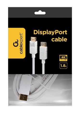 Gembird kábel DisplayPort (M/M), 4K, 1.8 m, biely