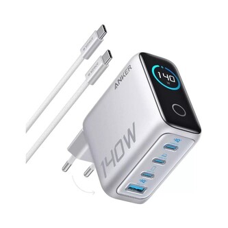 Anker nabíječka do sítě 140W, 3xUSB-C, 1x USB-A stříbrná