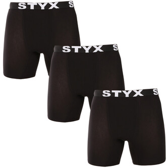 3PACK pánské boxerky Styx long sportovní guma černé (3UN960) L