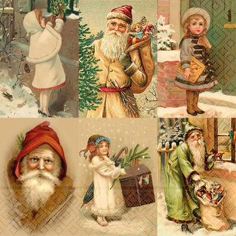 Papírový ubrousek Beige Christmas Collage