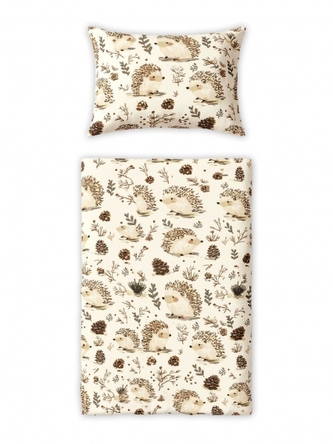 Povlečení do postýlky, 2D sada - Ježek, béžový; 120x90