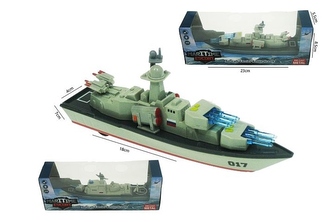 OKRĘT WOJSKOWY 18CM METAL ŚW/DŹW.FY016-017