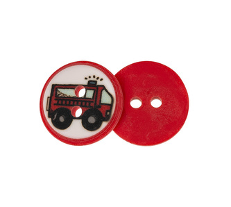 Knoflík - sada 6 ks - Červená - průměr 15 mm