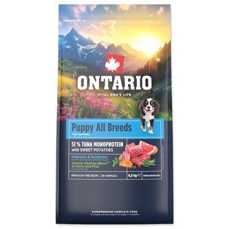 Krmivo Ontario Puppy & Junior All Breeds Monoprotein Tuna & Sweet Potatoes 6,5kg