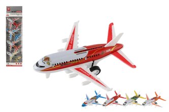 Letadlo osobní 4ks kov/plast 9,5cm na zpětné natažení 2 barvy v krabičce 10x36,5x4cm