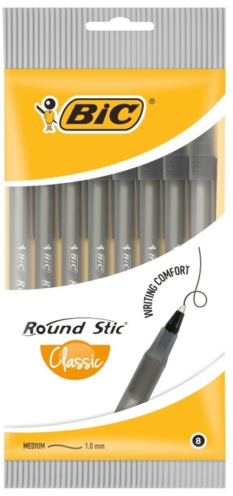 Długopis Round Stic czarny 8szt., BiC