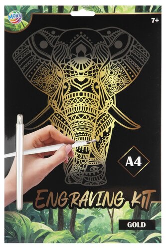 Škrabací obrázek zlatý, A4 - slon