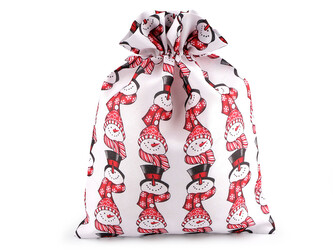 Vánoční dárkový pytlík sněhulák 30x40 cm - 1 ks - 1 bílá