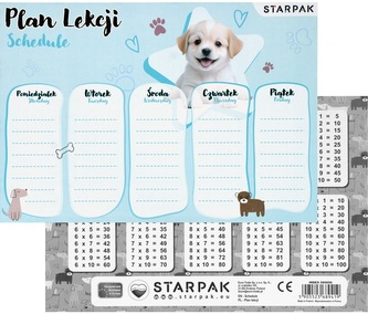 Plan Lekcji Tabliczka Mnożenia A5 CUTI PIES2 25szt