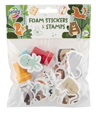 Dětské pěnové samolepky a tři razítka - zvířátka