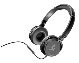 Music Sound Sluchátka s hlavovým mostem a mikrofonem, černá