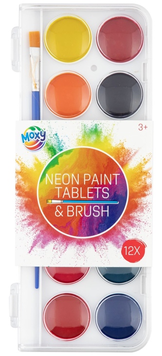 Akvarelové barvy neonové 12 ks se štětcem – jasné a syté odstíny Akvarelové barvy neonové 12 ks se štětcem – jasné a syté odstíny