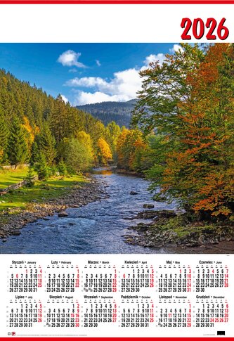 Kalendarz ścienny jednoplanszowy B1 nr 5 Jesień 2026 darmowa wysyłka od 30szt (poniżej tej ilości wysyłka na koszt klienta) dopuszczalne mieszanie wzorów