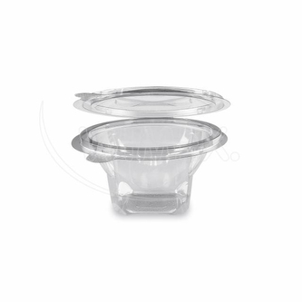 Miska (rPET) s víčkem kulatá průhledná 250ml [50 ks]
