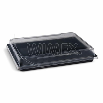 Miska na Sushi (rPET) černá 255 x 185 x 20 mm + víčko [200 sad]