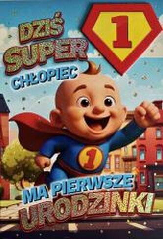 Karnet Urodziny roczek chłopiec - Superbohater