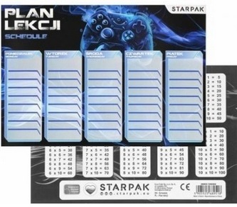Plan Lekcji Tabliczka Mnożenia A5 GAMING 25szt