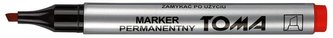 Marker permanentny ścięty czerwony (10szt) TOMA
