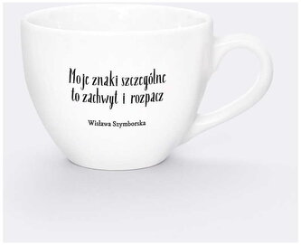 Kubek biały z uchem 500ml Wisława Szymborska Znaki Szczególne, Nadwyraz