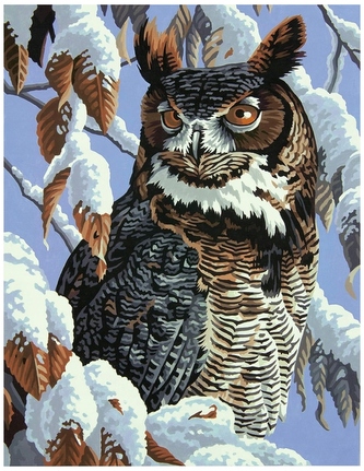 Malowanie po numerkach 40x50cm Sowa w ośnieżonych gałęziach, zima, Norimpex