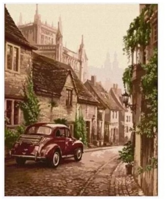 Malowanie po numerkach 40x50cm Auto retro w uliczce, Norimpex