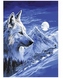Malowanie po numerkach 40x50cm Wilk góra + stado w śnieżnych górach, zima, Norimpex