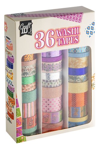 Washi pásky, 36 ks - puntíky, různé vzory