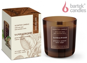 Świeca zapachowa w szkle,SandalWood, 150g, Bartek Candles