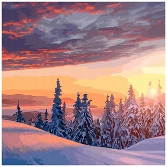 Malowanie po numerkach 40x50cm Zima widok z górskiego szlaku, Norimpex