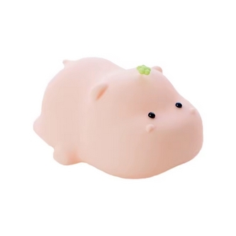 LED noční silikonová lampička Baby Hippo, 3 režimy svícení, růžová