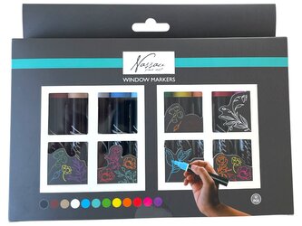 Křídové fixy na okna – sada 12 barev, oboustranný hrot Křídové fixy na okna – sada 12 barev, oboustranný hrot