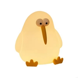 LED noční silikonová lampička Bird Kiwi, 3 režimy svícení, bílá