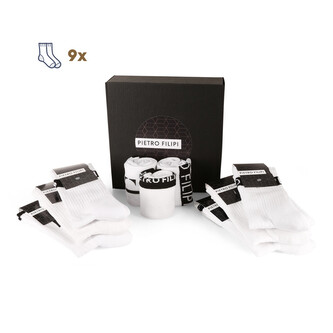 9PACK ponožky Pietro Filipi sportovní vysoké bílé (9POB1) L