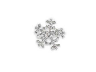 Brož s broušenými kamínky vločka - 12 ks - crystal stříbrná