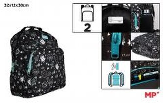 Plecak dwukomorowy Kosmos czarny 32x12x38cm