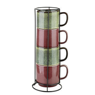 EVIE Komplet 4 kubków na stojaku 400ml