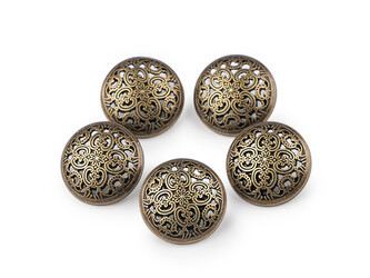 Kovový knoflík filigrán velikost 24", 28" - 25 ks - 11 (28") staromosaz